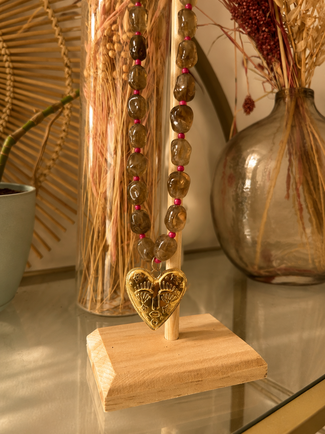 Collier Cœur Ambre