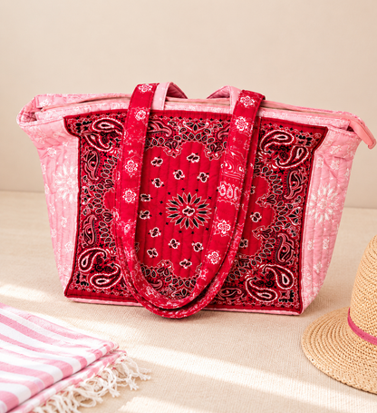 Sac Cabas Matelassé Bandana Rose & Rouge