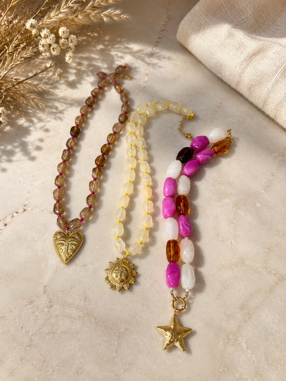 Collier Cœur Ambre