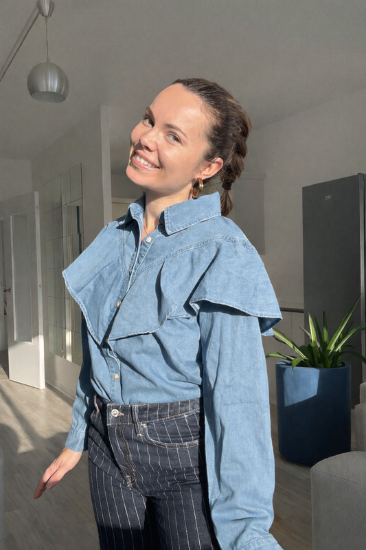 Chemise en jean à volants pour femme Lou