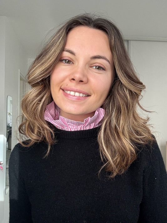 col amovible rose a rayure porté -auzé