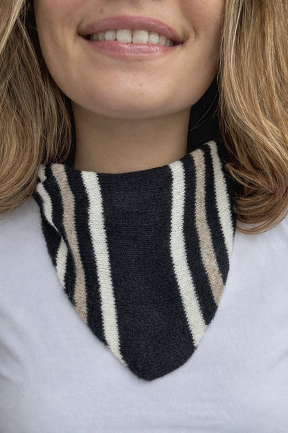 Foulard en maille rayé noir et beige pour femme – Auzé
